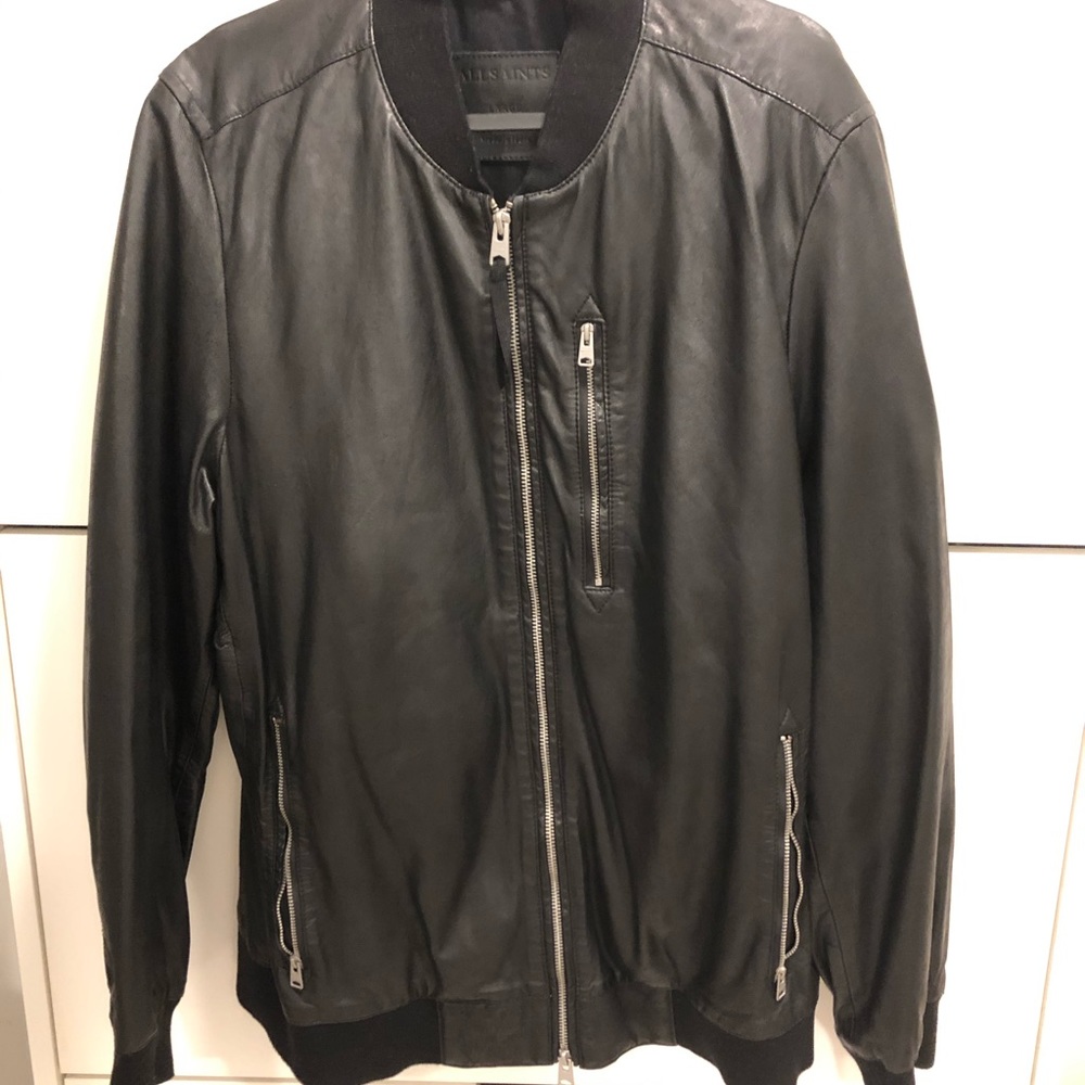All Saints Leather Bomber Jacket